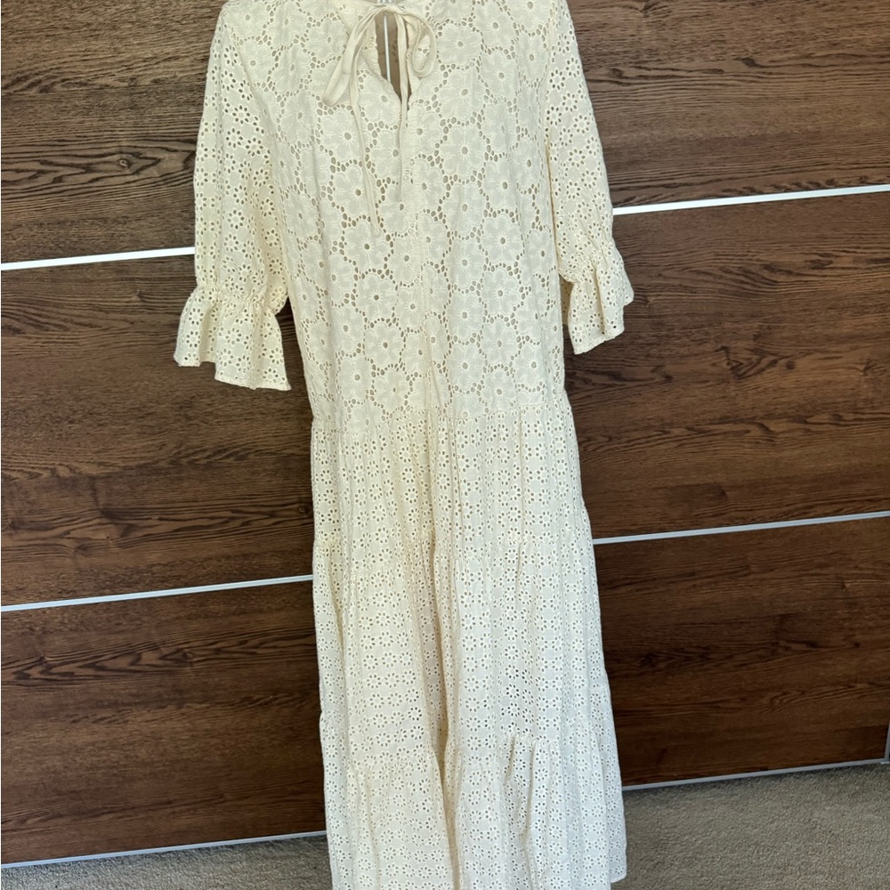 Little Lies x Anthropologie Broderie Eyelet Midi Dress Sz L - Picture 4 of 14